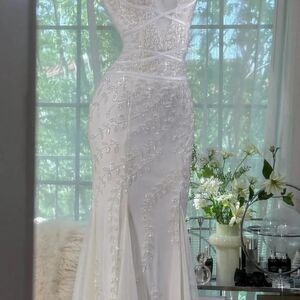 CACHE WHITE BEADED MERMAID FAIRYCORE GOWN